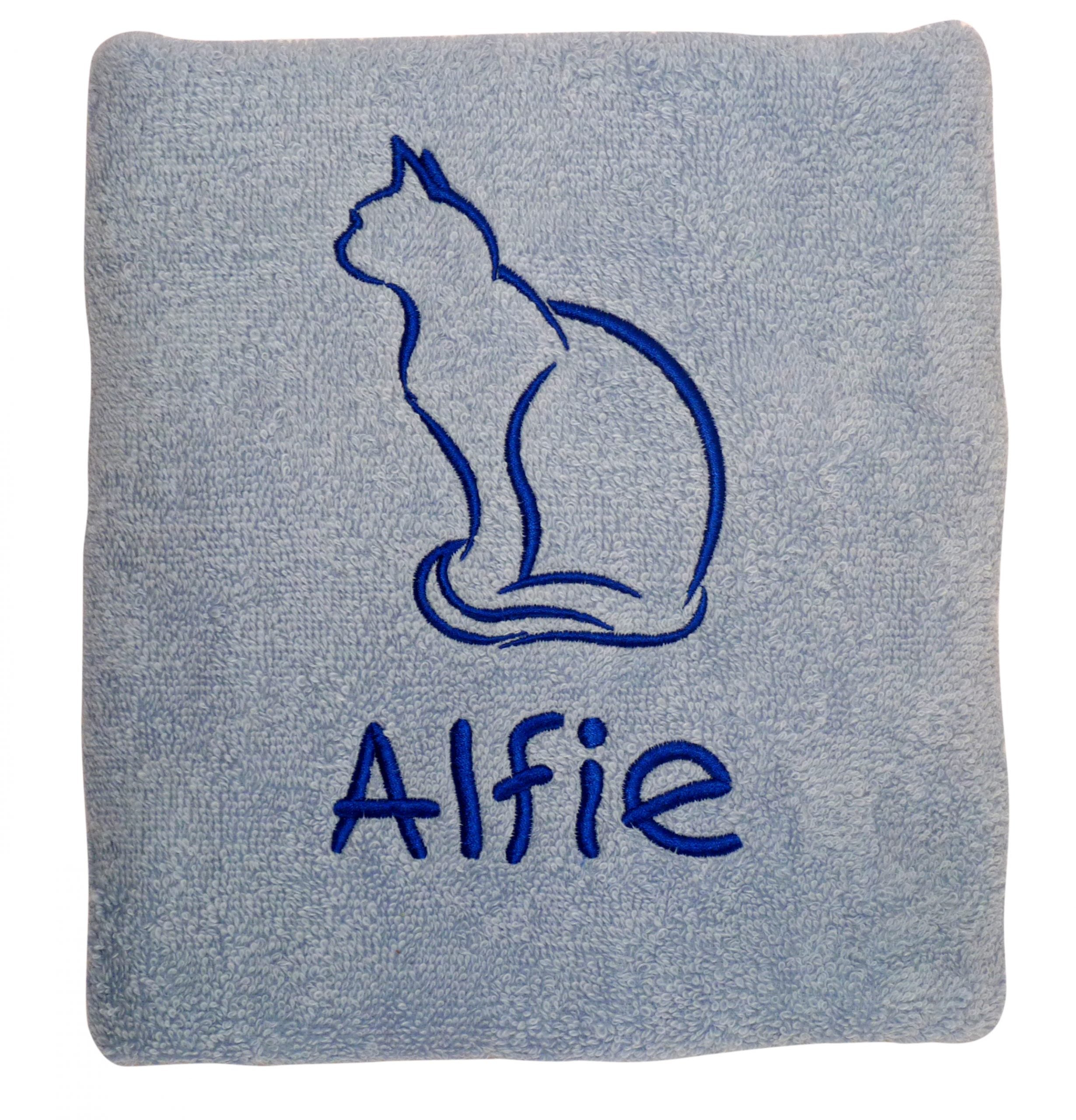 Blue Personalised Cat Towel