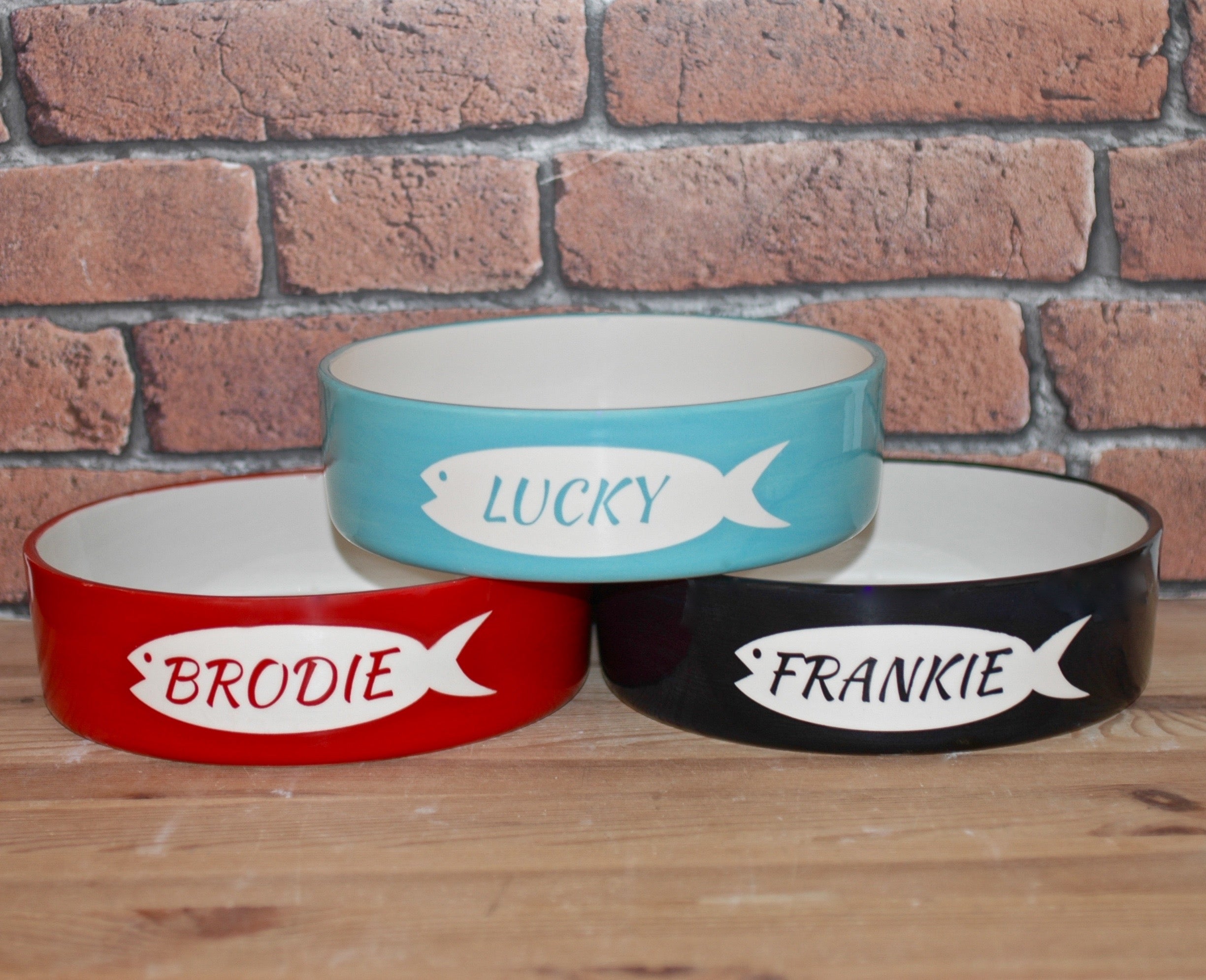 Personalised Fish Design Cat Bowls