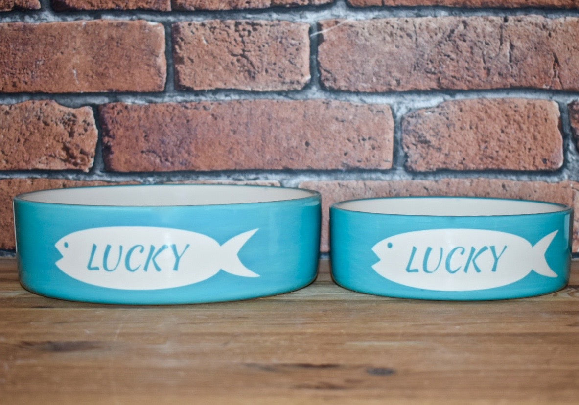 Personalised Fish Design Cat Bowls