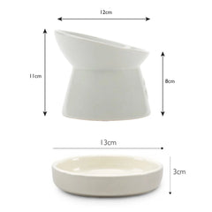 Icon Raised Cat Feeder Bowl & Saucer Set - Light Grey