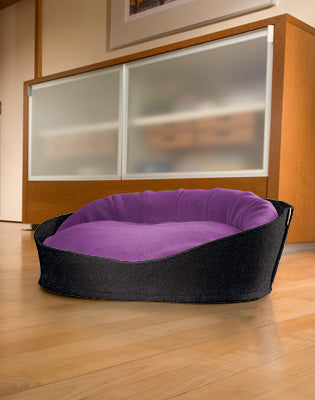 Luxury Arena Felt Fleece Cat Bed Anthracite Violet