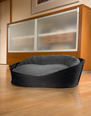 Luxury Arena Felt Fleece Cat Bed Black Grey