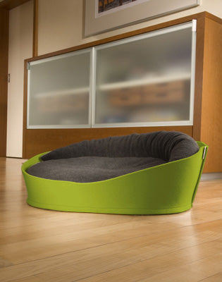 Luxury Arena Felt Fleece Cat Bed Green Graphite