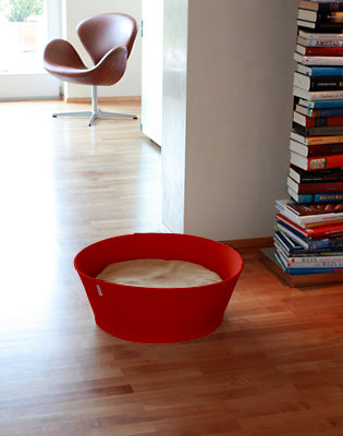 Luxury Credo Felt Cat Bed Red Caramel