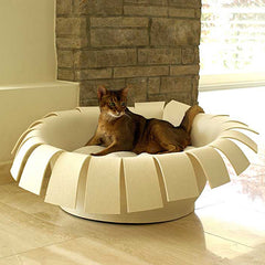 Luxury Crown Felt Cat Bed Cream Cream
