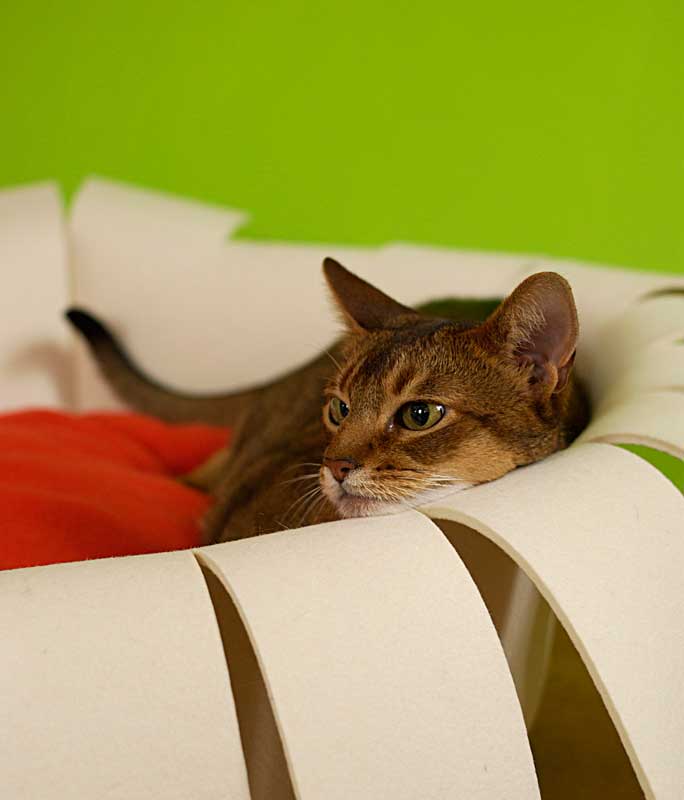 Luxury Crown Felt Cat Bed Cream Red