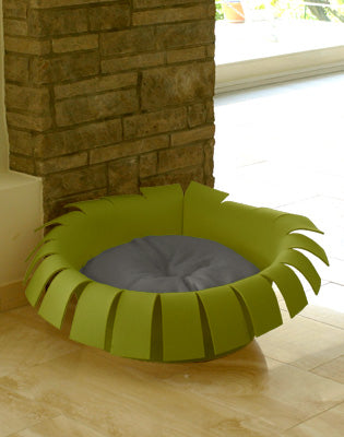 Luxury Crown Felt Cat Bed Green Grey