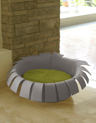 Luxury Crown Felt Cat Bed Grey Green