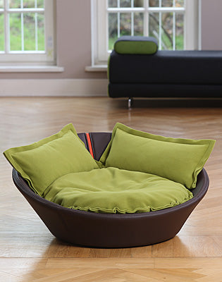 Luxury Faux Leather Mila Cat Bed Maroon Green