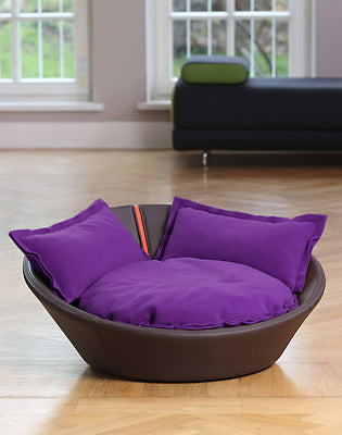 Luxury Faux Leather Mila Cat Bed Maroon Violet