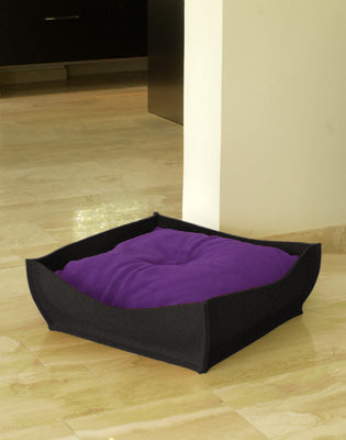 Luxury Felt Bowl Cat Bed Anthrqacite Violet