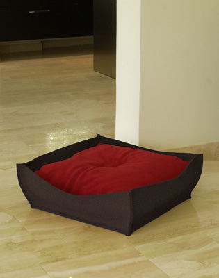 Luxury Felt Bowl Cat Bed Brown Red
