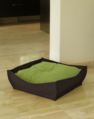 Luxury Felt Bowl Cat Bed Brown green