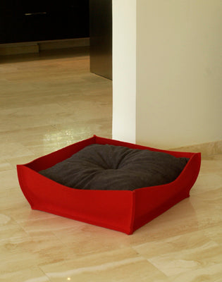 Luxury Felt Bowl Cat Bed Red Graphite