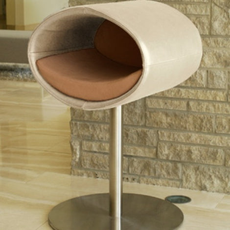 Luxury Rondo Real Leather Cat Stand Cream