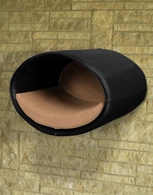 Luxury Rondo Wall Faux Leather Cat Bed Black Caramel
