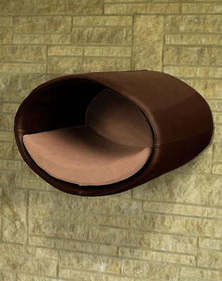 Luxury Rondo Wall Faux Leather Cat Bed Brown Caramel