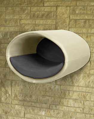 Luxury Rondo Wall Faux Leather Cat Bed Cream Grey