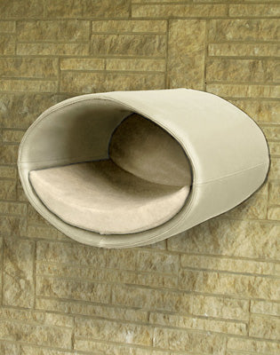 Luxury Rondo Wall Faux Leather Cat Bed Cream