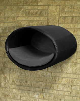 Luxury Rondo Wall Real Leather Cat Bed Black grey