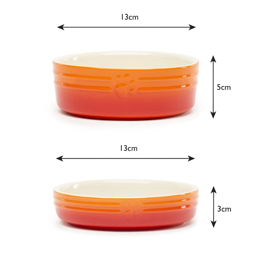 Ombre 2 Piece Cat Food Bowl & Saucer Set - Orange