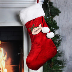 Personalised Red Velvet Cat Christmas Stocking