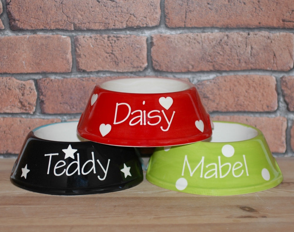 Personalised Ceramic Slanted Solids Cat Bowls 2