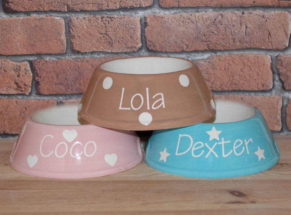 Personalised Ceramic Slanted Solids Cat Bowls