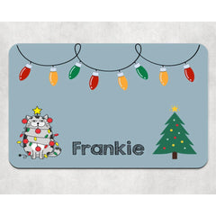 Personalised Neoprene Christmas Cat Placemat 2