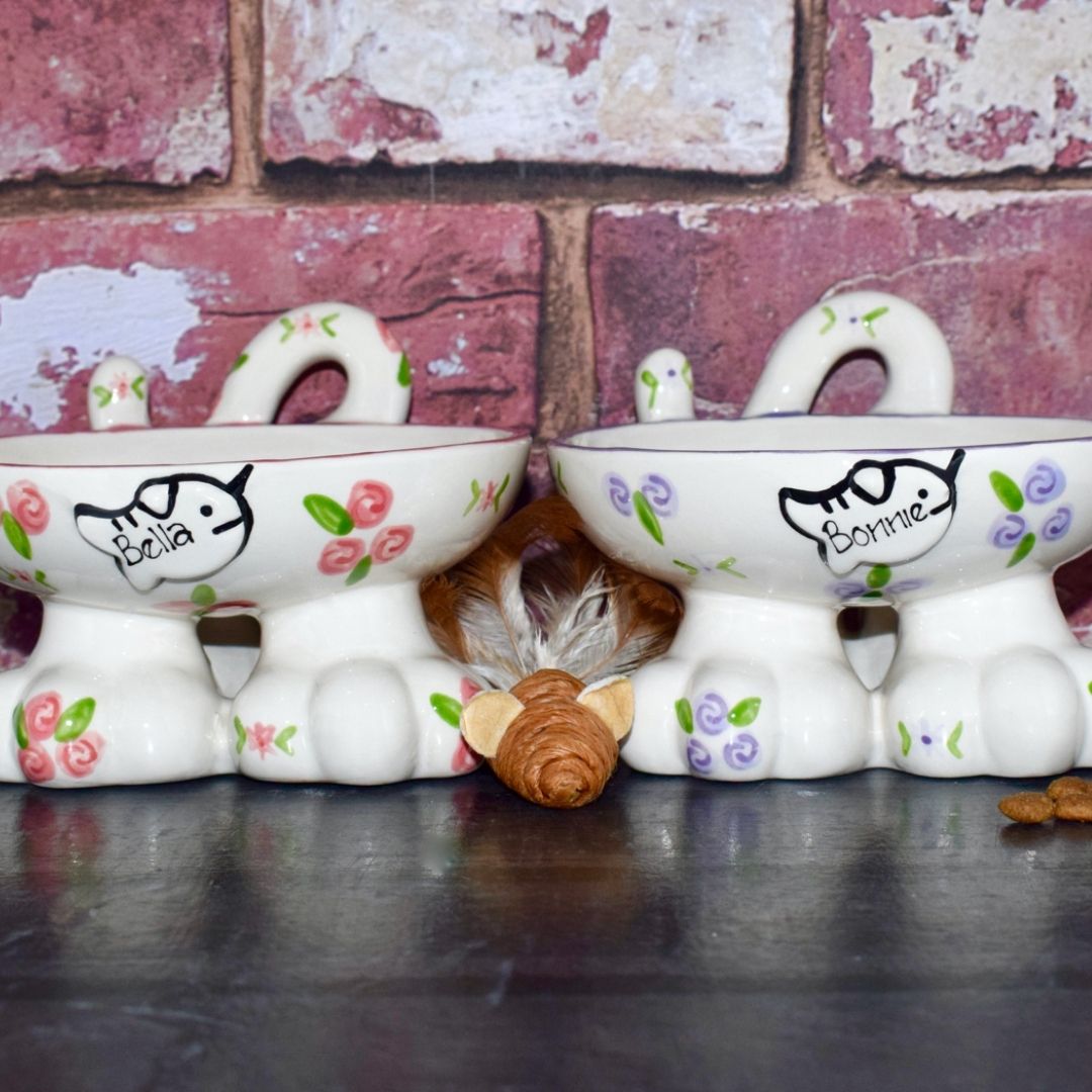 Personalised Roses Cat Legs Bowl
