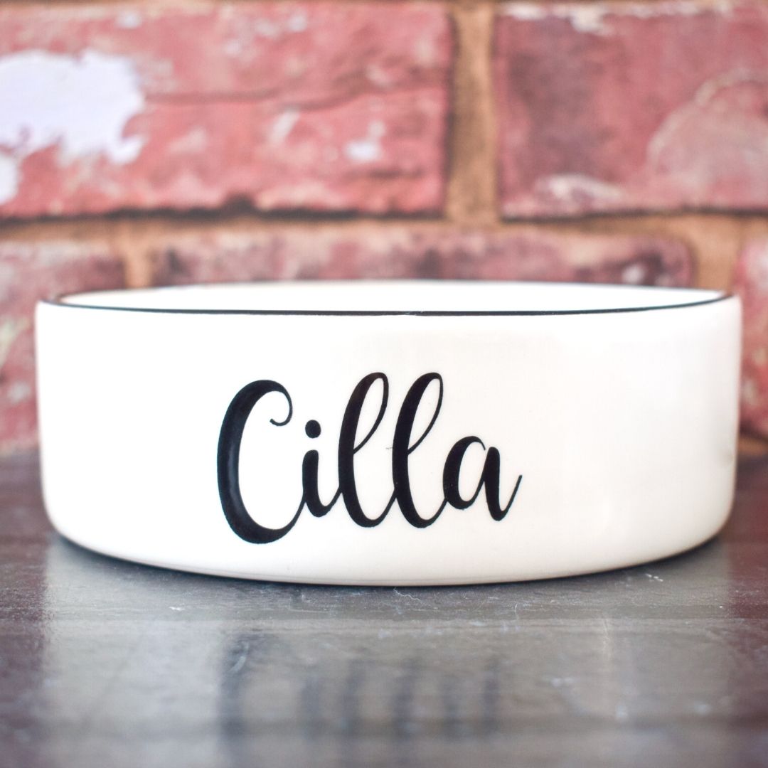 Personalised Script Font Design Cat Bowl 6