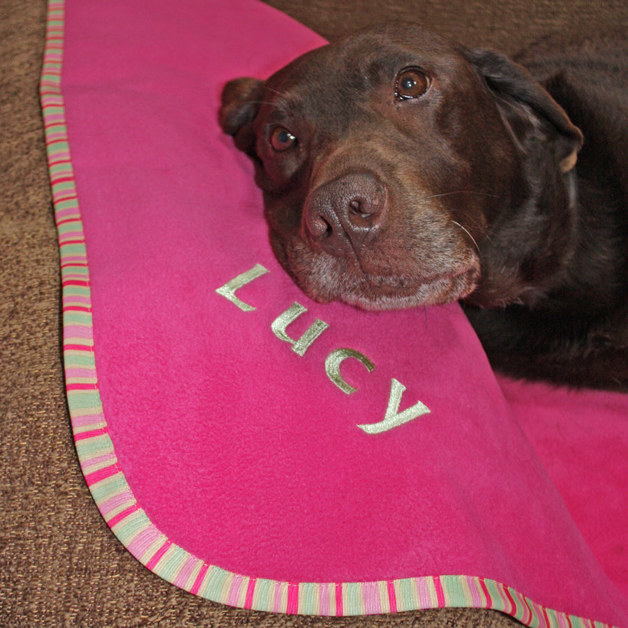 Personalised cerise pet blanket 900