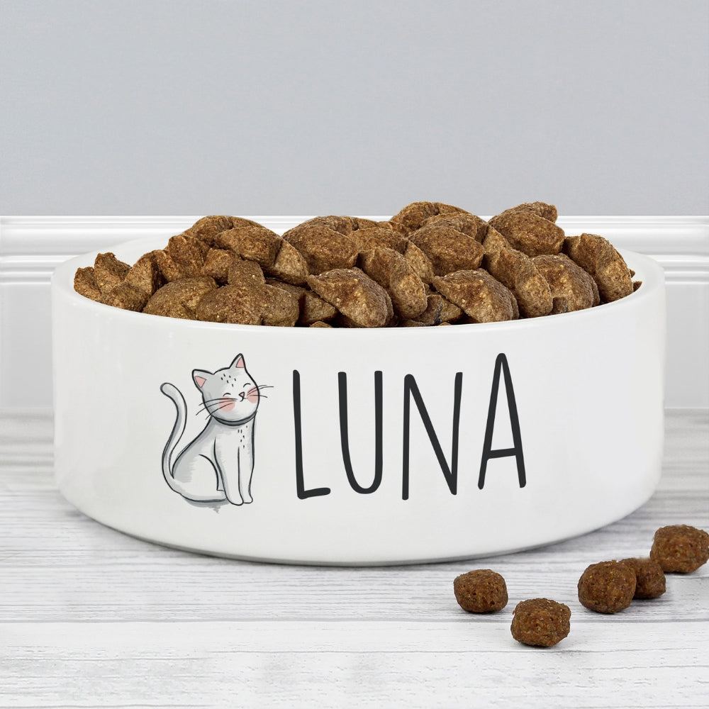 Personalised Scribble Cat Pet Bowl