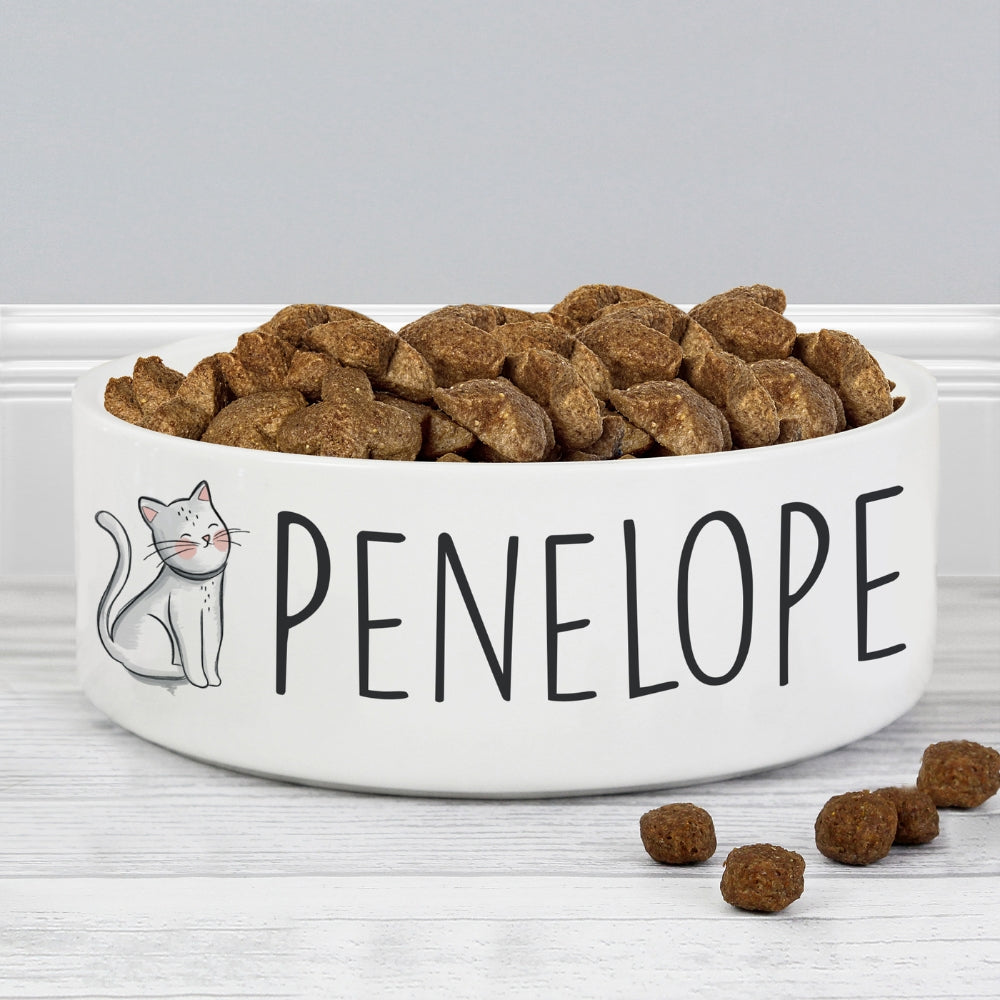 Personalised Scribble Cat Pet Bowl