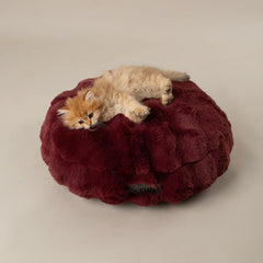 Scruffs Festive Fur Cat Bed - Burgundy
