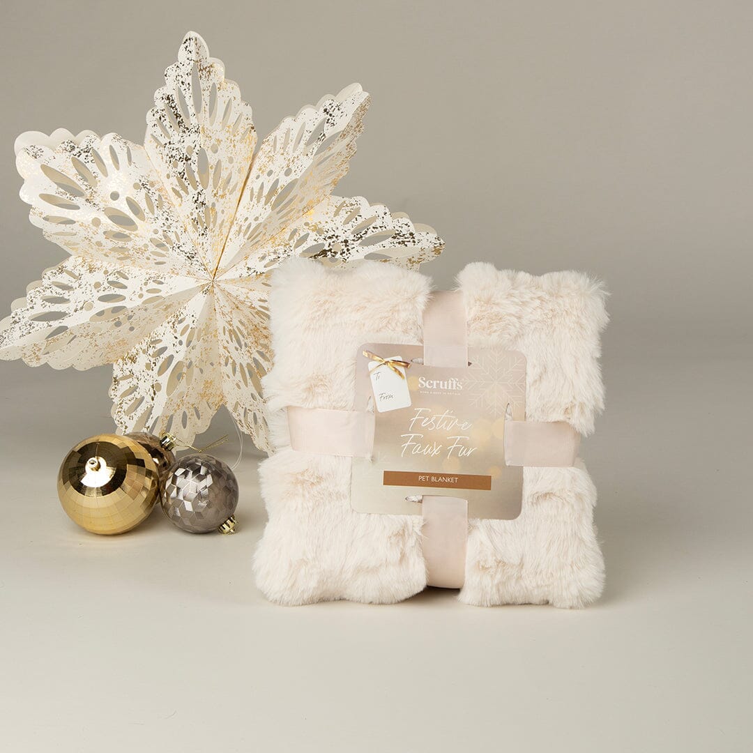 Scruffs Festive Fur Pet Blanket - Cream