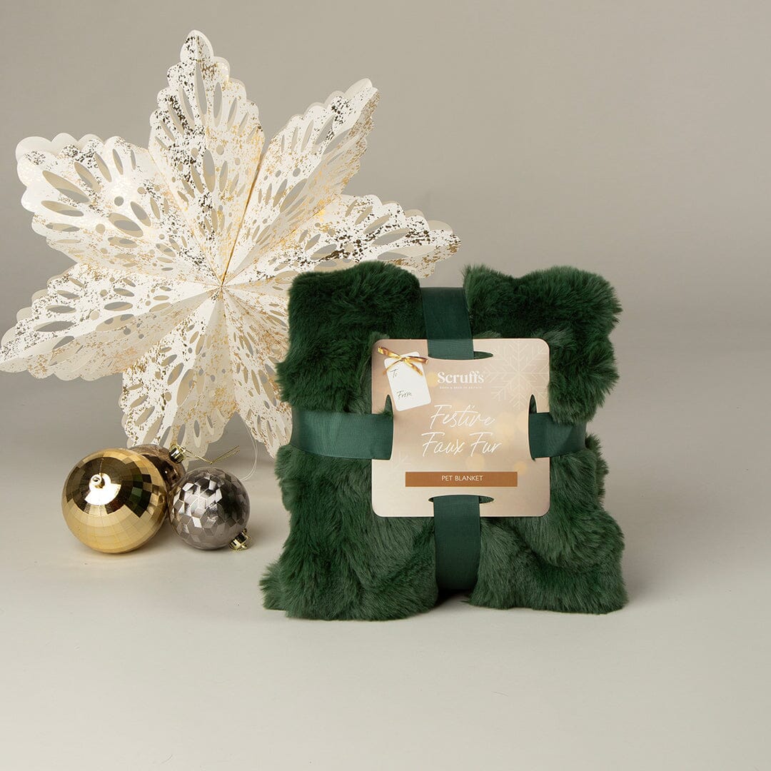 Scruffs Festive Fur Pet Blanket - Green