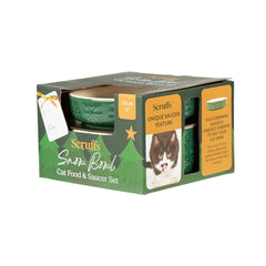 Scruffs Snow Bowl Food & Saucer Gift Set - Green