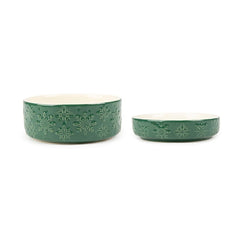 Scruffs Snow Bowl Food & Saucer Gift Set - Green