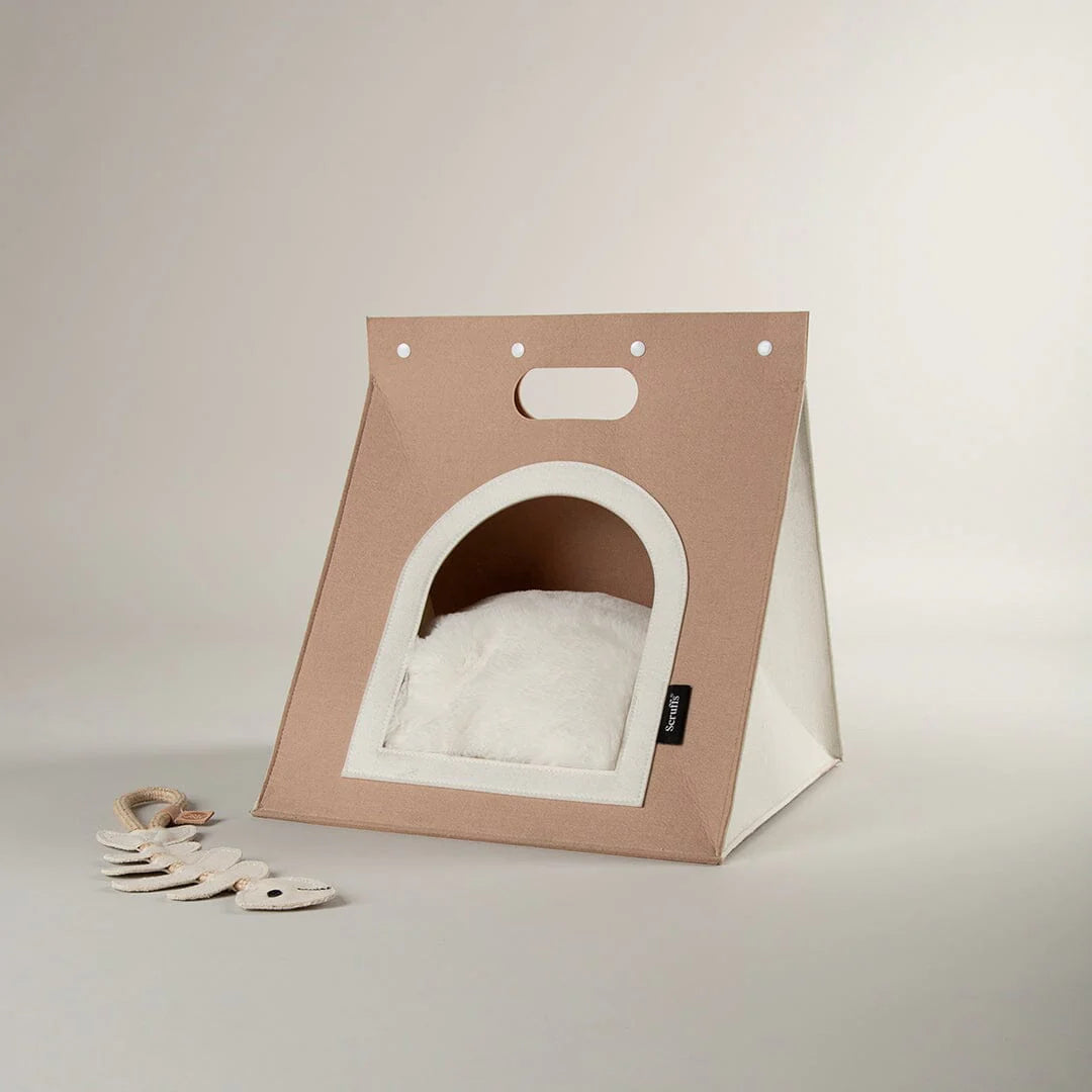 Stockholm Felt Bag Cat Bed - Tan