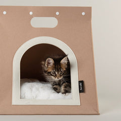 Stockholm Felt Bag Cat Bed - Tan