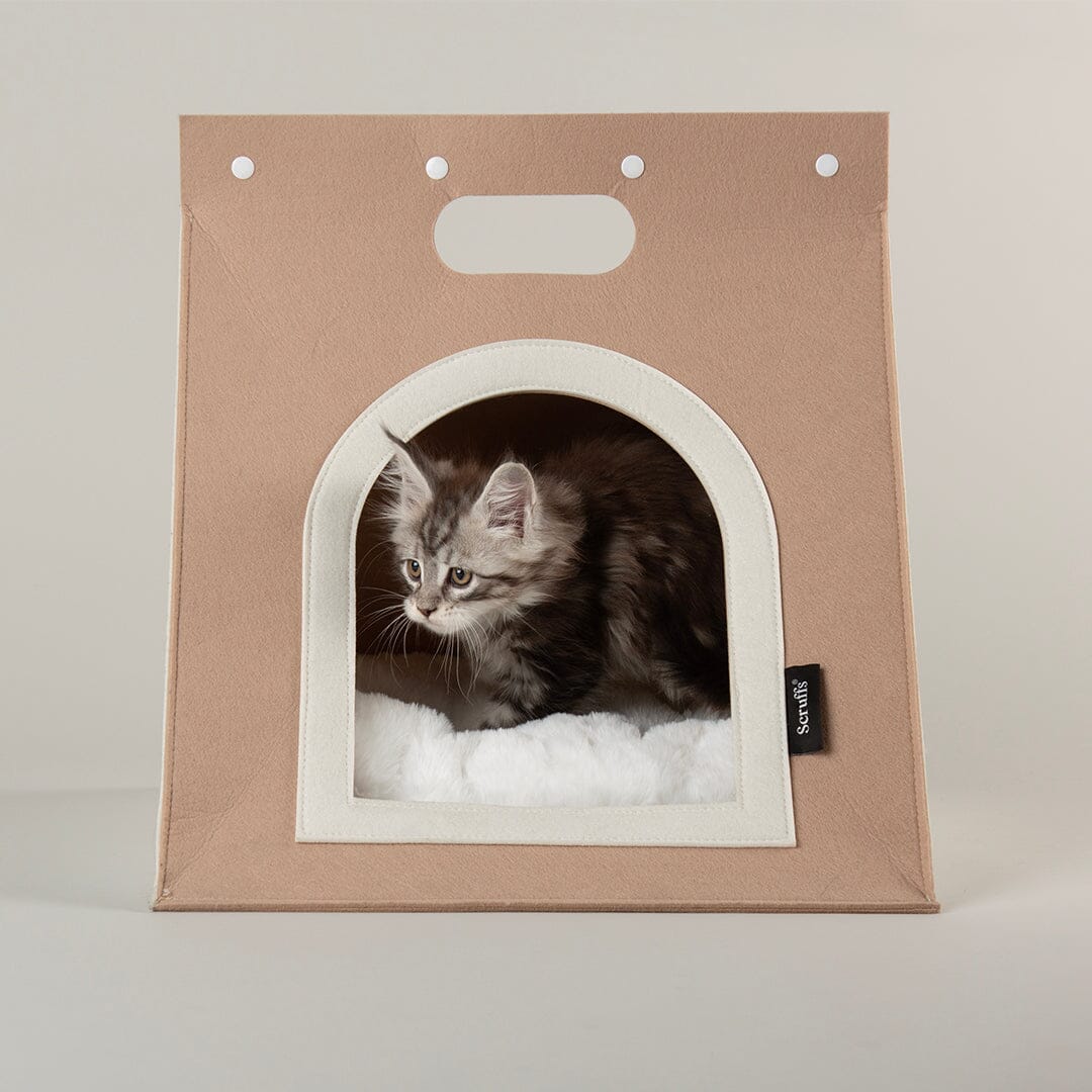 Stockholm Felt Bag Cat Bed - Tan