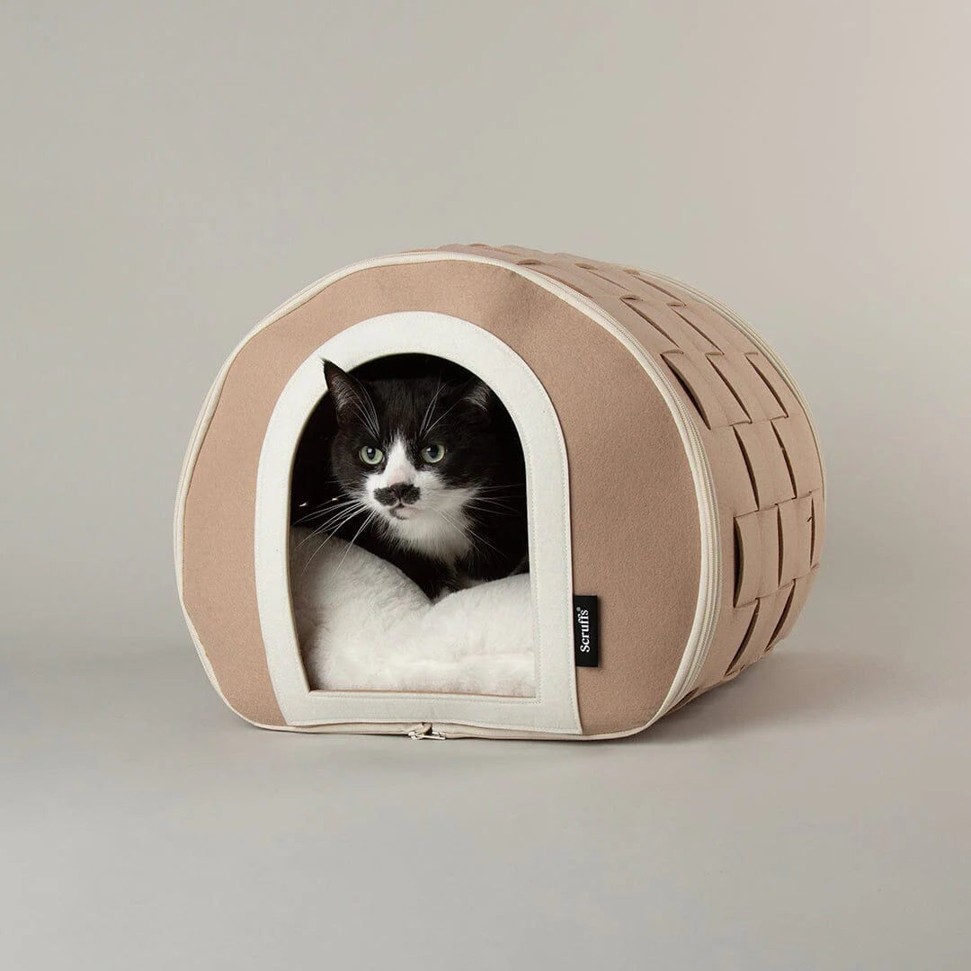 Stockholm Felt Cave Cat Bed - Tan