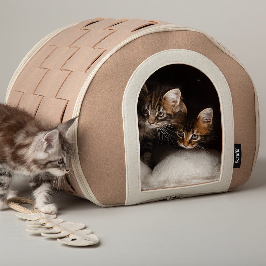 Stockholm Felt Cave Cat Bed - Tan