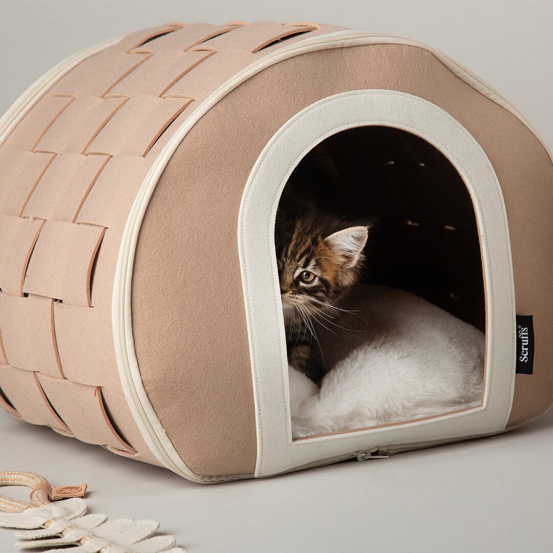Stockholm Felt Cave Cat Bed - Tan