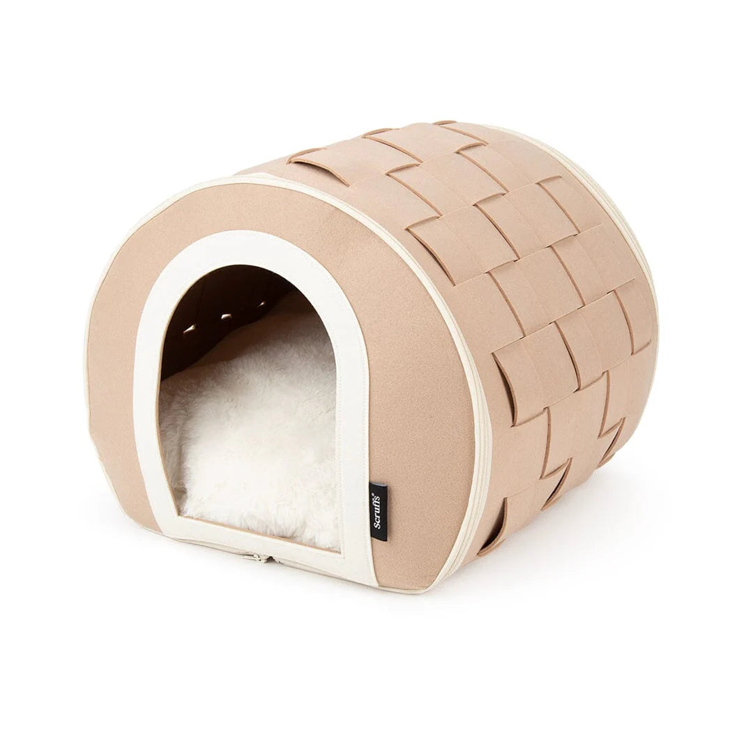 Stockholm Felt Cave Cat Bed - Tan