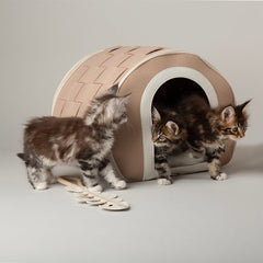 Stockholm Felt Cave Cat Bed - Tan