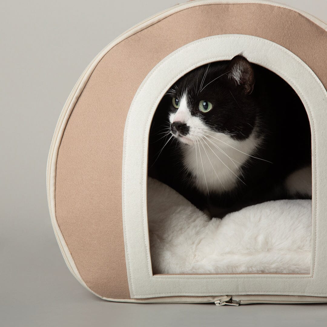 Stockholm Felt Cave Cat Bed - Tan