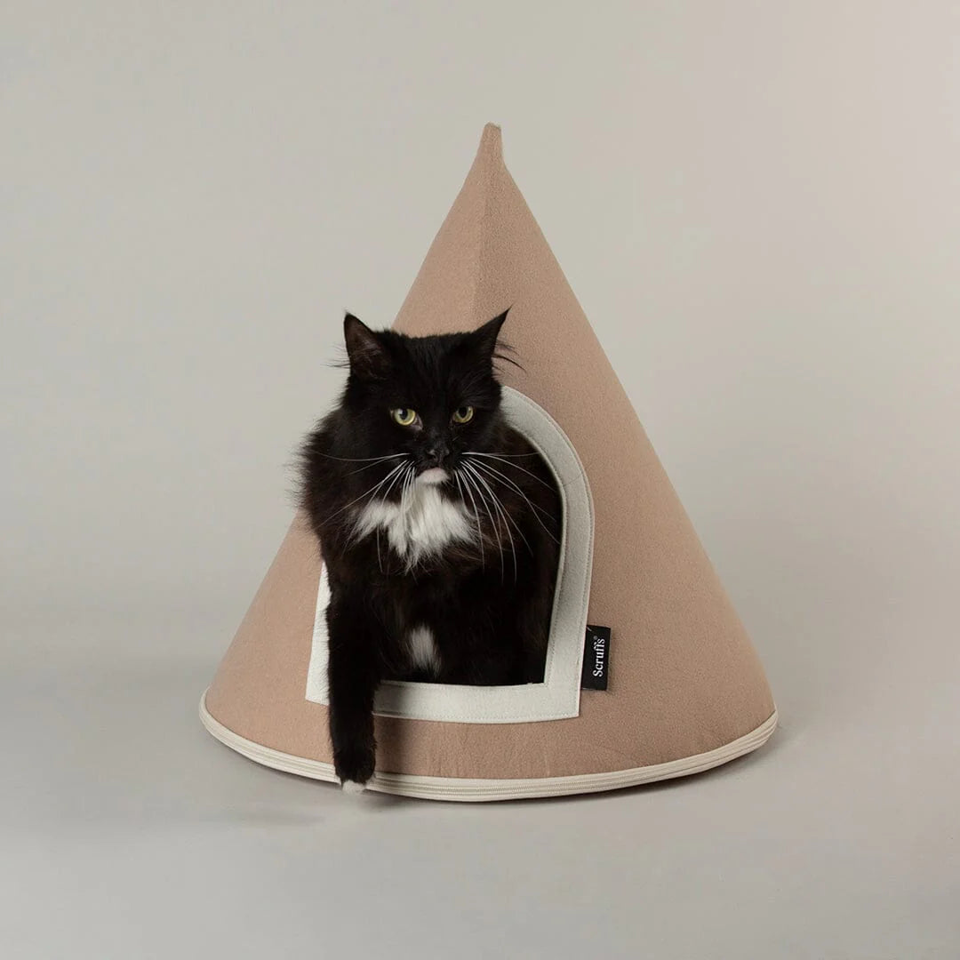 Stockholm Felt Cone Cat Bed - Tan