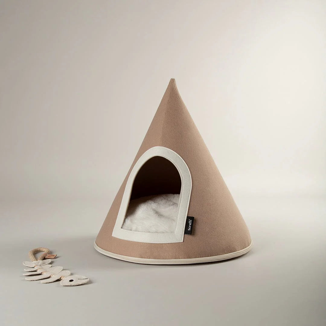 Stockholm Felt Cone Cat Bed - Tan